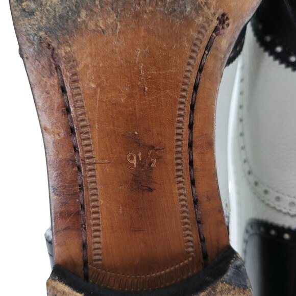 Vintage Bespoke Cole Haan Black White Leather Spectators 9.5 Italian Dress Shoes - Picture 13 of 15